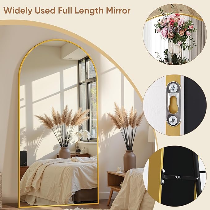 69"x28" Full Length Mirror, Arched Full Body Mirror, Standing Hanging or - Image 7