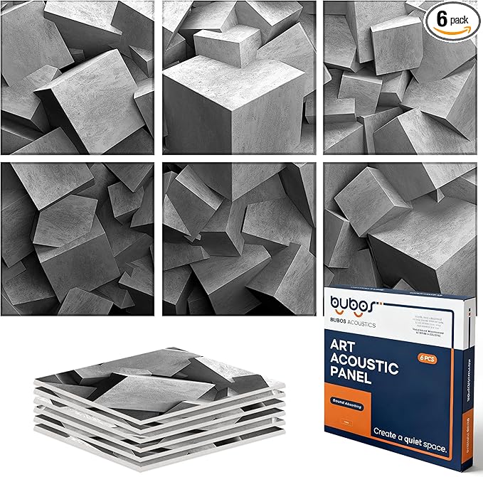 BUBOS 6 Pack Self-Adhesive Acoustic Wall Panels, 70.8" x 47.2" Sound Panels by BUBOS