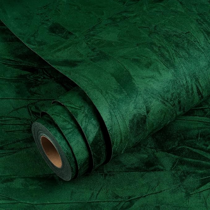 YENHOME Emerald Green Peel and Stick Wallpaper 17.7"X118" Green Wallpaper Stick by Yenhome
