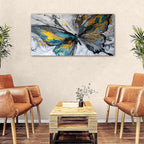 Abstract Butterfly Wall Art Teal Grey Yellow Butterfly Wall Decor Modern Marble - Image 3
