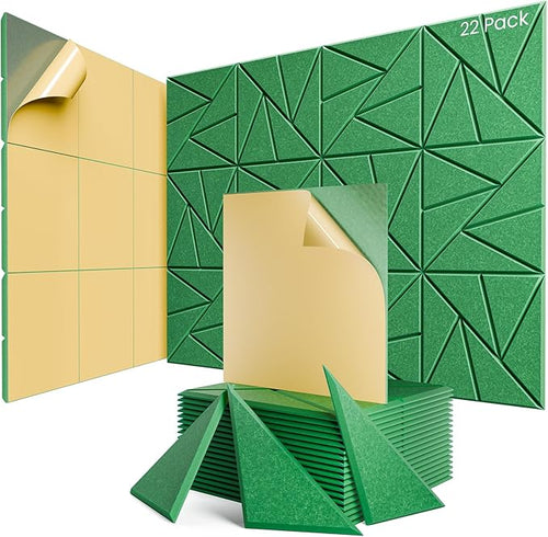 22 Pack Acoustic Panels with Self-Adhesive, Sound Panels High Density, by ROOME