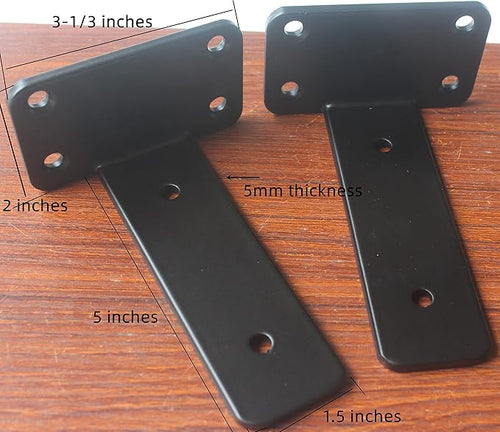 4 Pack - 5 inch Black Hidden L Shelf Bracket Iron Floating Shelf Brackets - Image 2