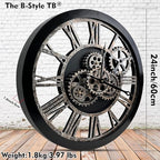 The B-Style Large 24 inch Moving Gear Wall Clock Oversized Vintage Farmhouse - Image 2