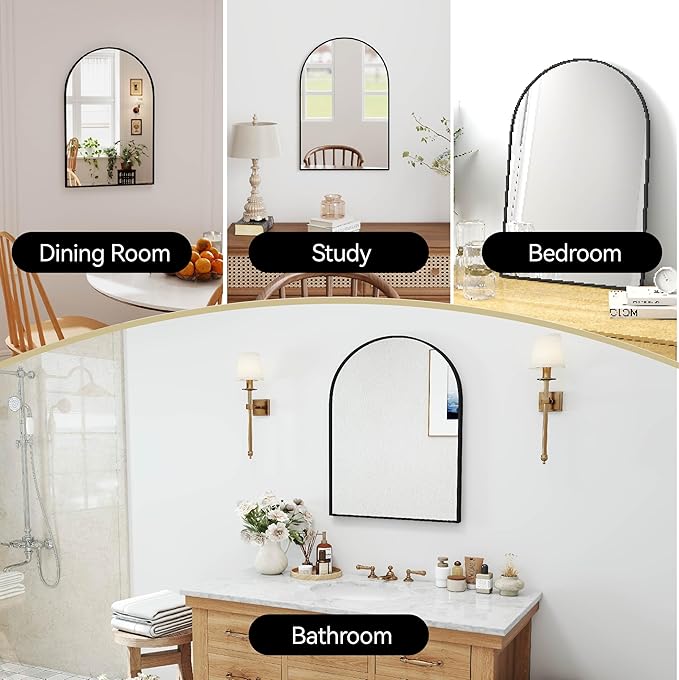 SCWF-GZ 30x20 Arch Mirror Rectangle Wall Mounted Hanging or Against Wall - Image 2