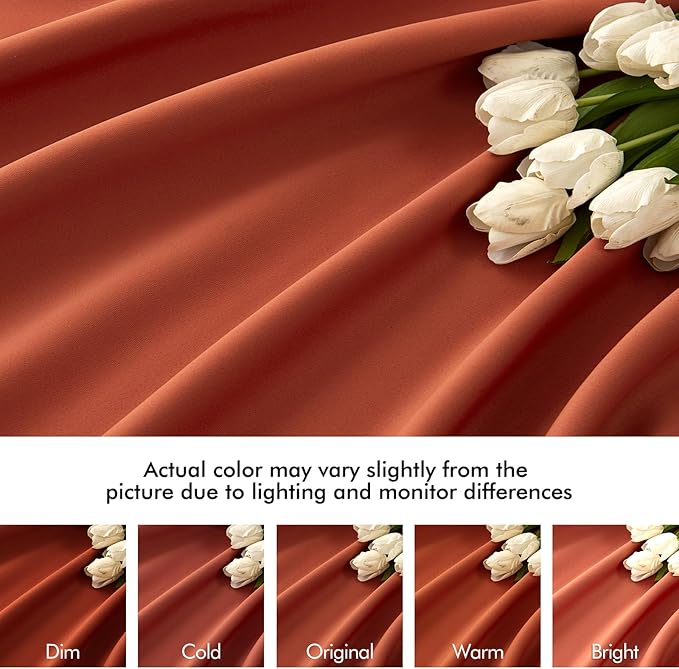 MIULEE Back Tab Burnt Orange Blackout Curtains 90 Inch Long 2 Panels Set - Image 8