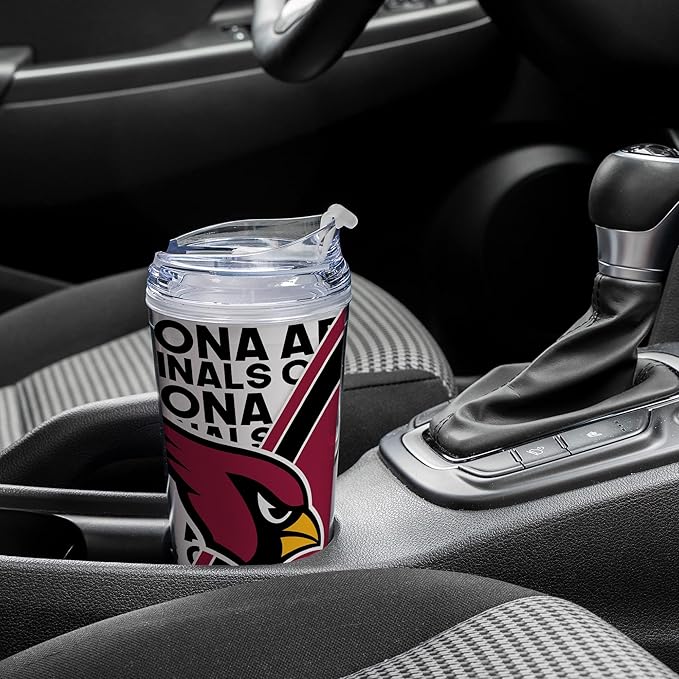 NFL Football 24oz Acrylic Tumbler with Hinged Lid, Officially Licensed Double Wall Tumbler for NFL Fans