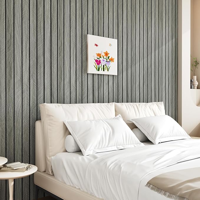 Grey Wood Wall Slat Panels Peel and Stick 3D Fluted Wood Panels - Image 7