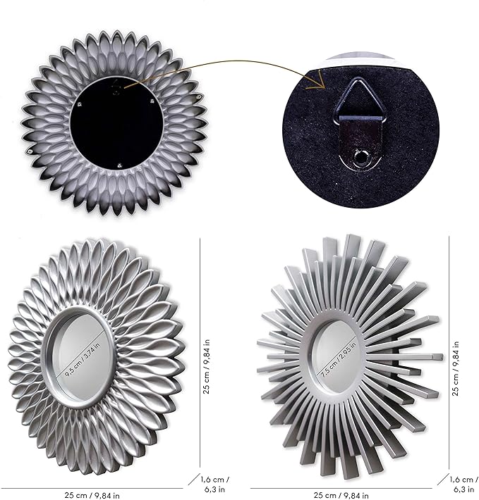 BONNYCO Wall Mirrors Pack of 3 Round Silver Mirrors - Image 4