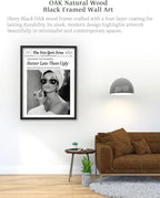 iHery Premium Natural Black OAK Wood 16x20in Audrey Hepburn Trendy Framed Wall - Image 2