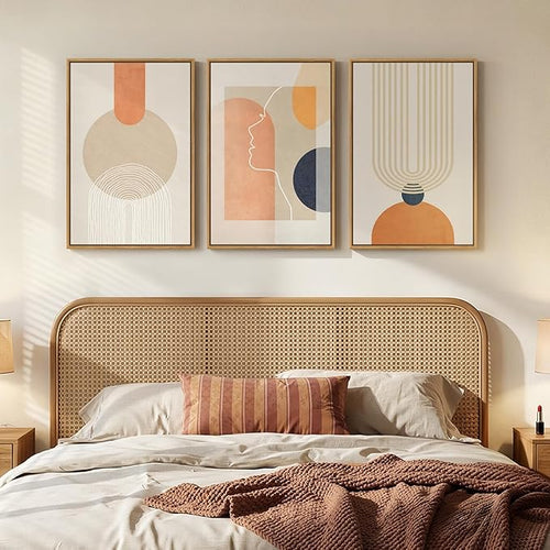 3 Piece Framed Abstract Boho Canvas Wall Art by MXART