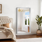 30x55 Silver Bathroom Mirror, Brushed Silver Rectangular Mirror - Image 2
