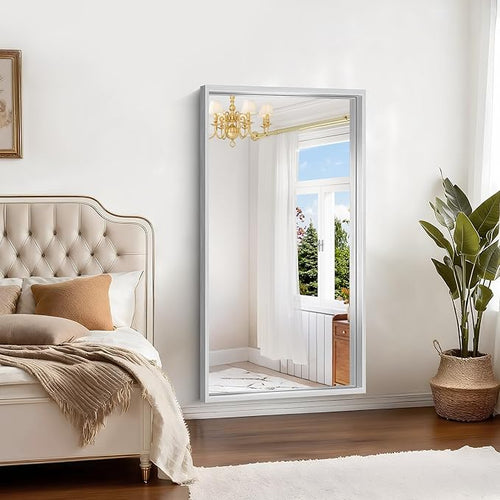 30x55 Silver Bathroom Mirror, Brushed Silver Rectangular Mirror - Image 2