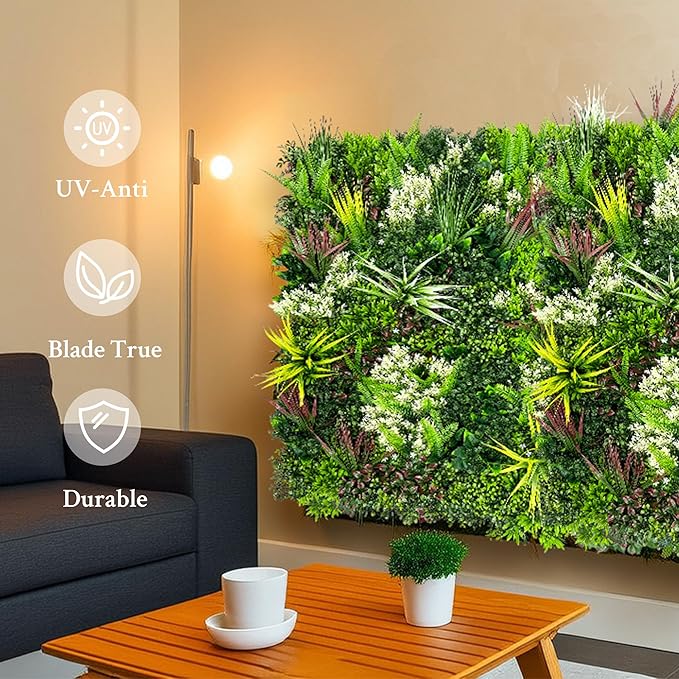 ODTORY Artificial Plant Wall Panels: 80"×120" UV-Anti Faux Grass Wall Backdrop - Image 3