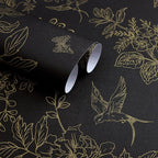 Froluya Black and Gold Wallpaper Peel and Stick Wallpaper 17.7"x118.1" Vintage by Froluya