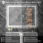 Koonmi 36"x30" LED Mirror for Bathroom, 90CRI Anti-Fog Vanity Mirror - Image 4