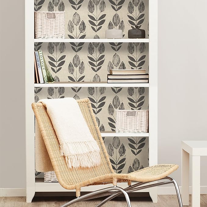 NuWallpaper Folk Tulip Peel and Stick Wallpaper, Textured Removable Wallpaper - Image 3