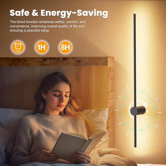 NIORSUN 35.4 Inch Battery Operated Wall Sconce Set of 2, 10 Colors Dimmable - Image 7