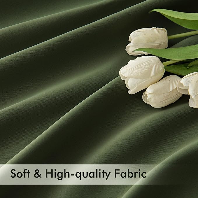 MIULEE Olive Green Back Tab Blackout Curtains 120 Inch Long 2 Panels Set - Image 6