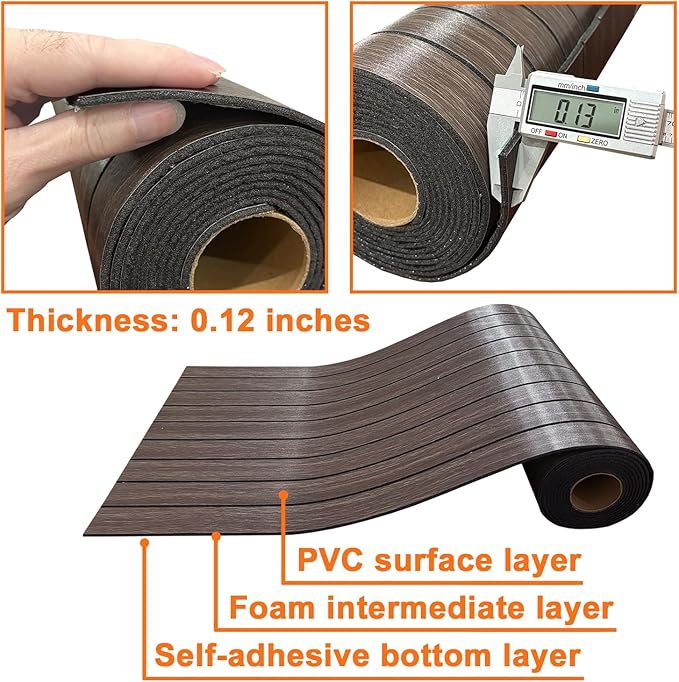 YLL YLL PVC Slat Wall Panel Peel and Stick 236"x 15.7" Faux Smoked Wood Grain - Image 7