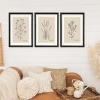 YWJKWLGS Vintage Botanical Wall Art 16x24 Inch Set Of 3 Wooded Framed - Image 6