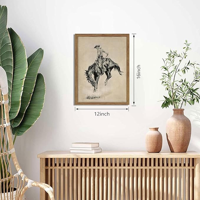 Western Cowboy Wall Art, Vintage Farmhouse Canvas Wall Decor Painting, Retro - Image 4