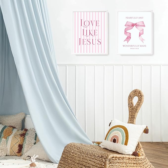 LARTSFRO Coquette Pink Bow Jesus Wall Art Decor Posters, Light Pink Bow - Image 5