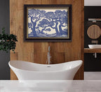 Vintage Gold Framed Wall Art Oak Tree Forest Painting Canvas Prints Blue - Image 7