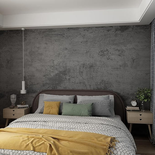 3yecao 16"×1181" Extra Thick Large Size Blue Grey Concrete Wallpaper Peel and by 3YECAO