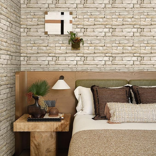 3D Peel and Stick Faux Stone Wall Panels 11.8" x 11.8" 10-Pack, Stone-Look Wall - Image 2