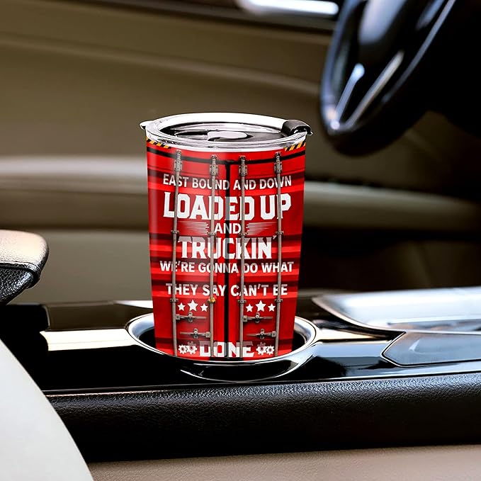 WAZONE Personalized Truckers Coffee Tumbler Custom Name Travel Mug Stainless Steel Insulated Cup 20oz 30oz Decor Gifts For Dad Truck Lovers Drivers Men Trucker Driver On Christmas Birthday
