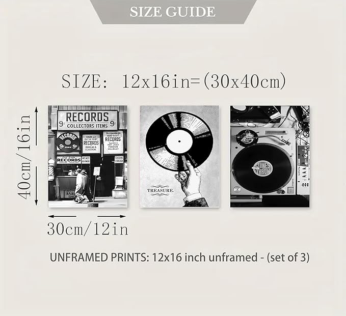 3Pcs Retro Music Poster Wall Art Fashion Black And White Photography Preppy - Image 8