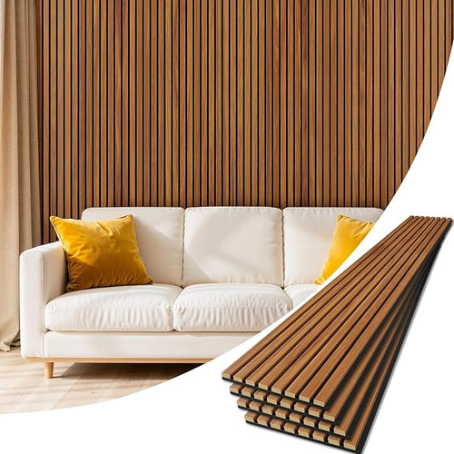 4 Pack Wood Panels for Wall, 94.4" x 12.8" Acoustic Wood Slat Wall Panel for by Vellorise