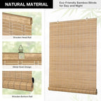 LazBlinds Cordless Bamboo Blinds, Bamboo Roll Up Shades - Image 2