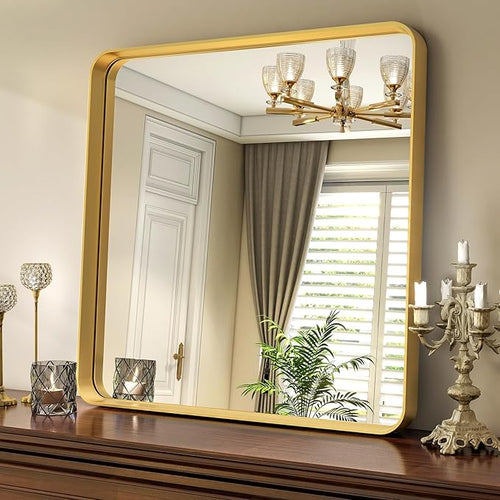 30"x 30" Gold Bathroom Mirror - Image 2