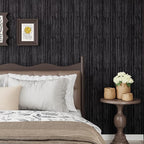 CRE8TIVE Black Grasscloth Wallpaper Peel and Stick Textured Black Wallpaper - Image 2