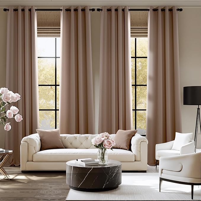NICETOWN Room Darkening Draperies Curtains Panels, 2 Panels Cappuccino W52 x L90 - Image 3