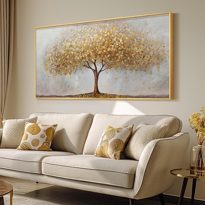 Gold Framed Tree of Life Wall Art, Large Modern Canvas Prints Paintings Artwork - Image 2