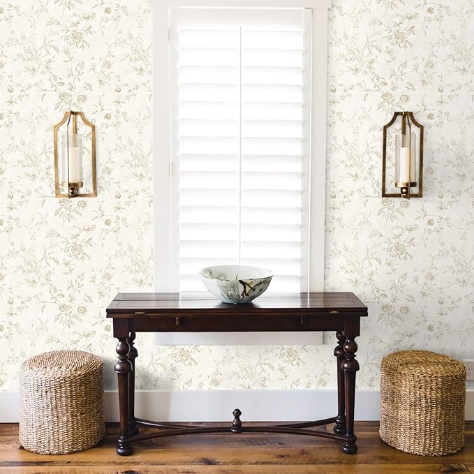 Ismoon Floral Wallpaper Peel and Stick Vintage Beige Stick on Wall Paper French - Image 7