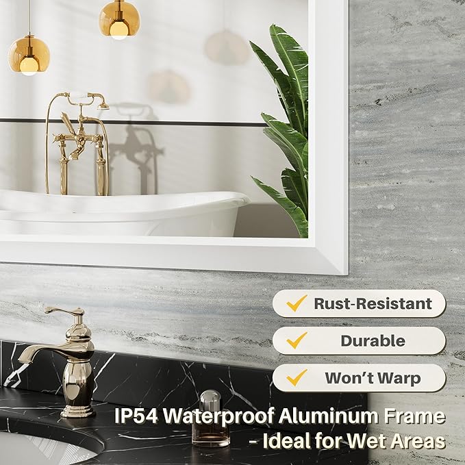 28x36 Inch White Bathroom Mirror - Image 3