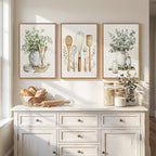 Framed Botanical Wall Art for Kitchen, 3 Piece Modern Farmhouse Sage Green - Image 4