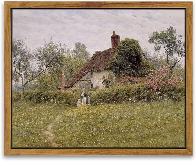 InSimSea Framed Canvas Wall Art Vintage Decor, Classical Landscape Watercolour by InSimSeaArt