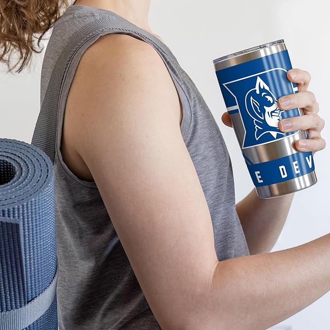 Rico Industries NCAA Duke Blue Devils Standard 20oz Stainless Steel Tumbler with Lid - Great for Coffee, Tea, Water or Cocktails