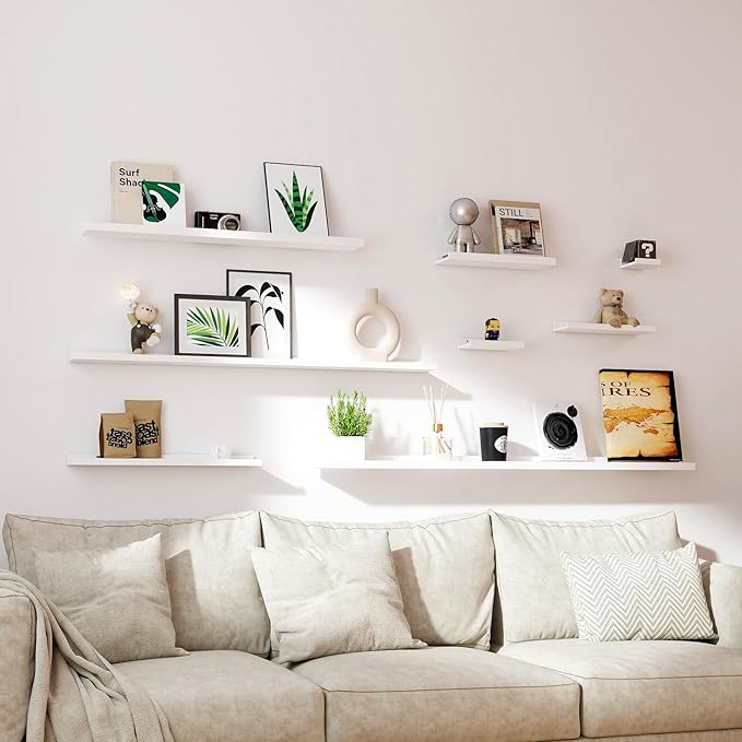 Small White Floating Shelves for Wall Decor, Wall Mounted Wood Shelf for Bedroom - Image 6
