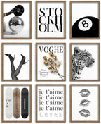 Stockholm Style 9 Pcs Fashion Gallery Wall Art Set, Modern Editorial Leopard by Unknown