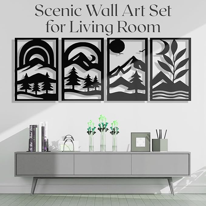 GALLERY GRACE Metal Wall Art Decor – 11" x 16" Set of 4 Abstract Landscape - Image 5