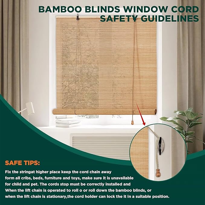 Bamboo Blinds for Interior Windows Easy to Install Bamboo Shades for Indoor - Image 4