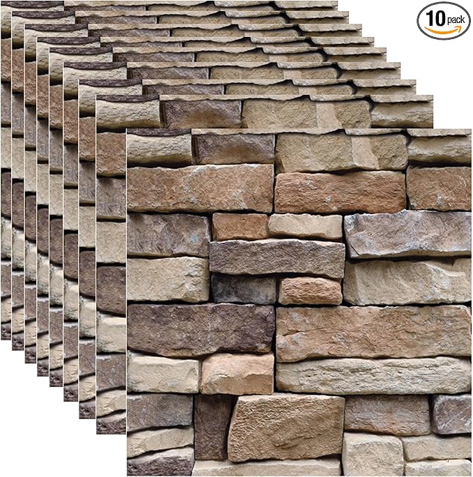 10PCS 3D Wall Panels Peel and Stick, 3D Brick Wallpaper Peel and Stick PVC by 3DWallPanelsPeelandStickforInteriorDecoration