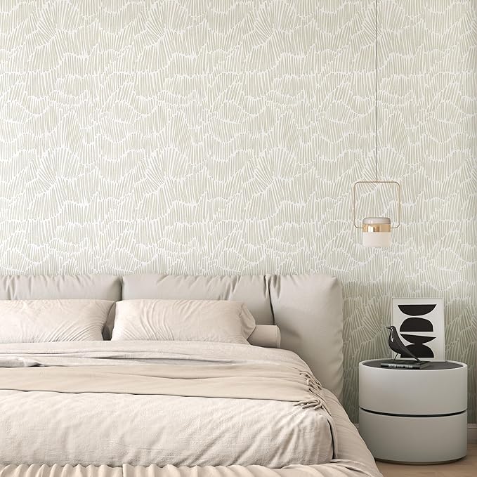 Theper Beige Modern Striped Wallpaper Peel and Stick Boho 17.3"×275" Removable - Image 4