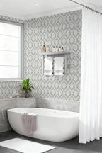 Peel and Stick Wallpaper Grey and White Damask Wallpaper - Image 5