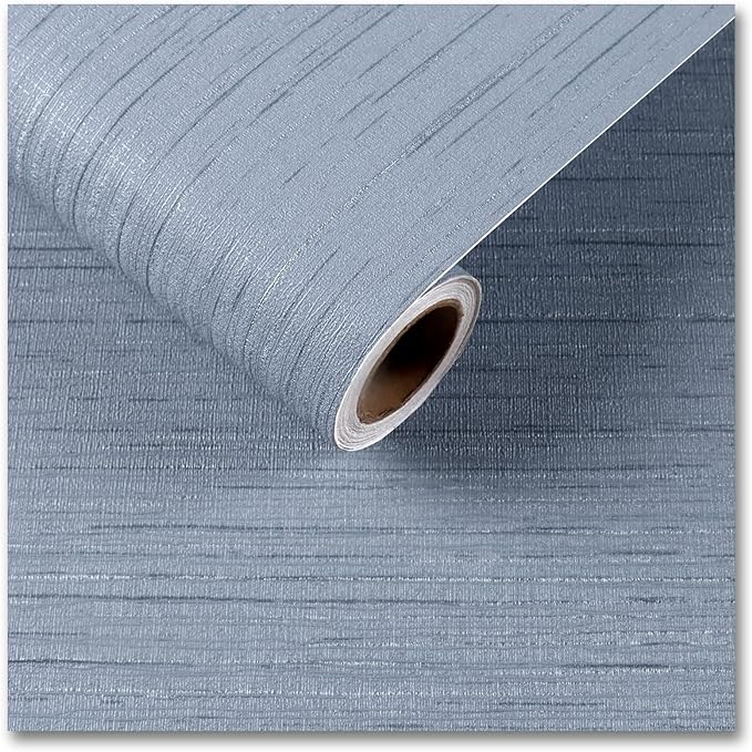 CRE8TIVE Large Size 24"x354" Light Blue Grasscloth Peel and Stick Wallpaper by CRE8TIVE